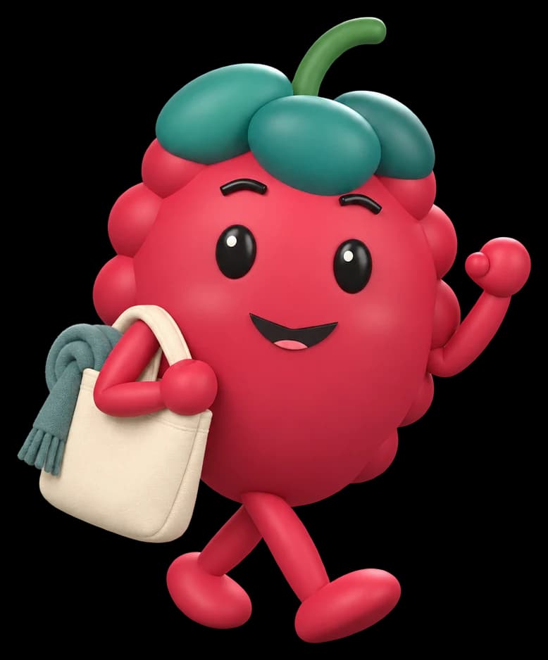 Berry walking home with a tote bag, waving goodbye